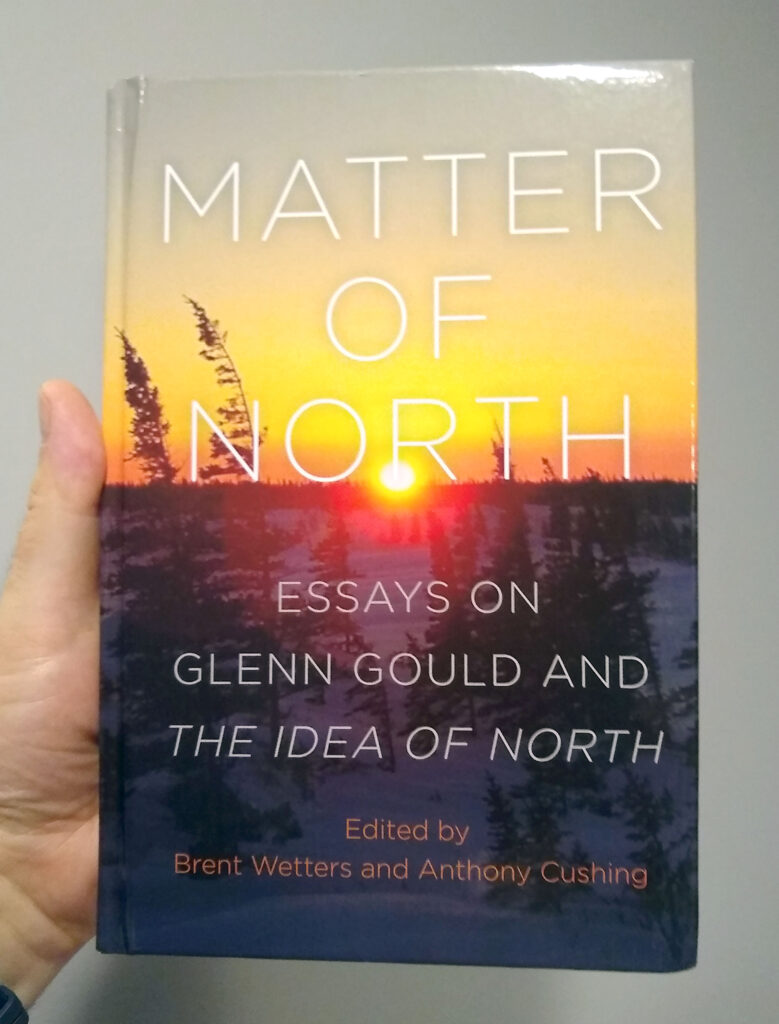 This image shows a book cover depicting a sunset and swaying trees on the prarie. In white letters the title reads Matter of North.